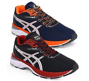 Kit 2 Tênis Asics Revelation Marinho Laranja e Preto Vermelho
