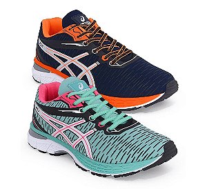 Kit 2 Tênis Asics Revelation Marinho Laranja e Verde agua Rosa