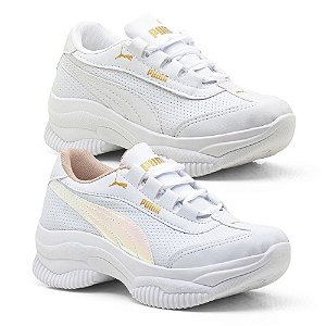 Kit 2 Tênis Puma Femme Plataforma Branco Furado e Branco Colors