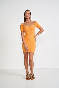 VESTIDO COLCCI CANELADO LARANJA ETELA P