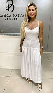 VESTIDO LONGO MY PLACE CORPETE OFF WHITE GG
