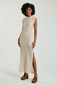 VESTIDO MY PLACE TRICOT DETALHE CANELADO MARFIM M