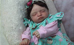 Bebê Reborn Rosalie Cabelo Castanho Escuro Realista