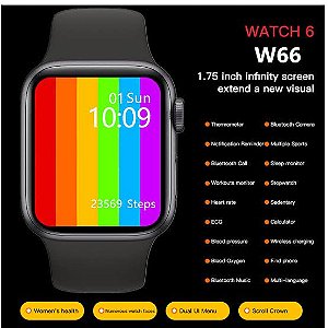 Smartwatch IWO 14 Series 6 W66 44mm - eBA Acessórios e Eletrônicos