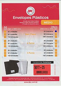25 Envelopes Plásticos Médios tamanho Ofício Sem furos DAC 5077-25