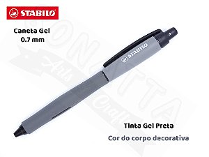 Caneta Gel STABILO Palette 0.7mm 268/1 - Corpo Cinza - Tinta Preta