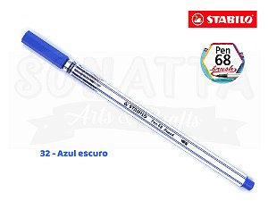 Caneta STABILO Pen 68 Brush Aquarelável - Azul Escuro 32