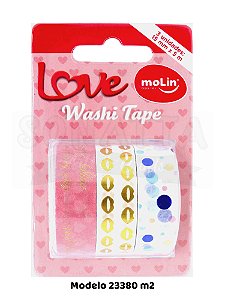 Washi Tape MOLIN Love Tubo com 3 unidades - Modelo 2 - 23380