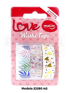 Washi Tape MOLIN Love Tubo com 3 unidades Modelo 3 - 23380
