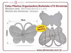 Caixa Plastica Organizadora - Formato de Borboleta c/ 13 Divisórias