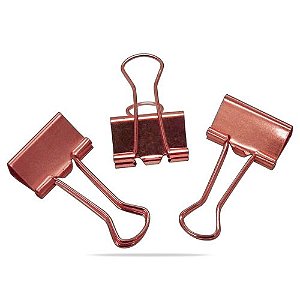 Pote c/ 10 Binder Clip 25mm - Rose Gold