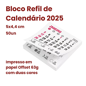 Refil Bloco de Calendário de Geladeira 2025 - 4,4x5,0cm