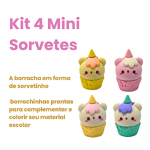 Kit c/ 04 Borracha Ice Cream Fofinha