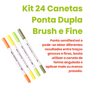 Caneta Ponta Dupla - Brush e Fine Line - 24 Cores