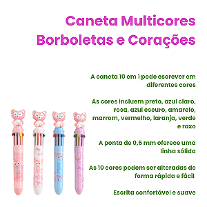 Caneta Fofa 10 Cores Gatinho