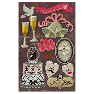 Adesivos Chipboard 3D Glitter - Wedding  - Art & Montagem