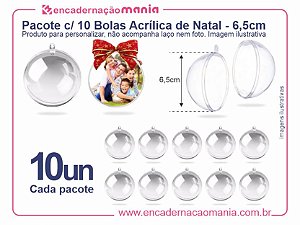 Pacote c/ 10 Bolas Acrilicas 6,5cm p/ Personalizar