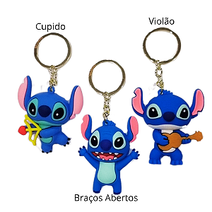Chaveiro Stitch de Silicone com Argola Dourada