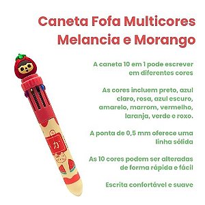 Caneta Fofa 10 Cores Melancia