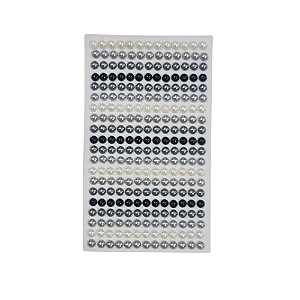 Cartela c/ 260 Meia Pérola Adesiva Colorida 6mm - Preto+Branco 261- Cod 13966