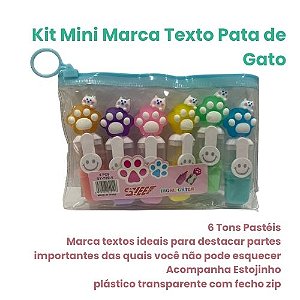 Kit c/ 06 Marca Texto Pata Gato Sorridente