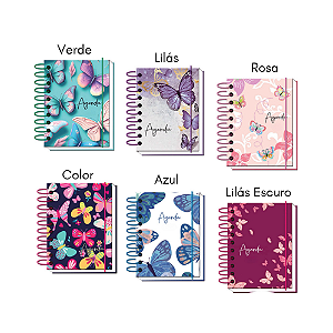 Mini Agenda Permanente Borboletas Novas 15x11cm 160 Folhas Em Papel