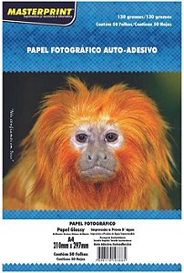 Papel fotográfico A4 - Glossy Adesivo 130g - Pacote com 50 fls