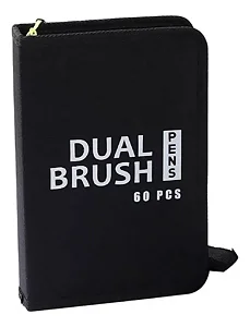 Estojo c/ 60 Canetas Ponta Dupla DUAL BRUSH Pens para Pintar Boobie Goods
