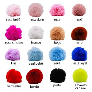 Pompom Bolinha Pelúcia 8cm em Poliéster c/ Elástico
