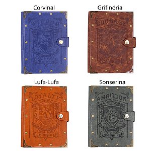 Fichario Harry Potter Couro c/ Fecho Botão 19x23cm