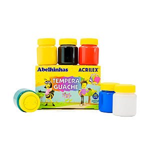 Tempera Guache 15ml Acrilex 6 Cores - Tinta Guache - Ref 02020