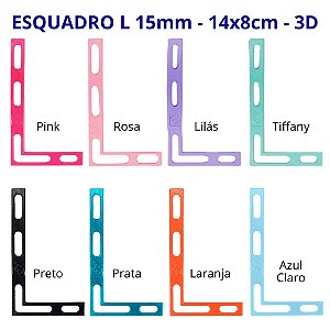 Esquadro L 15mm - 14x8cm - Impressão 3D