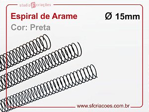 Espiral de Arame 15mm - Preto - 10 unidades