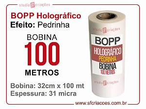 Bobina BOPP Holografico Pedrinha 32cm x 100 metros