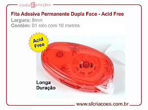 Fita Adesiva Permanente Dupla Face 8mm - Acid Free