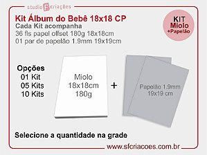 Kit Livro ou Album do Bebe CP - 18x18cm