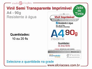 Vinil Imprimível SEMI TRANSPARENTE - A4 -90g (JATO DE TINTA)