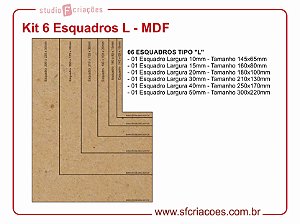 Kit 6 Esquadros L - MDF