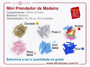 Mini Prendedor de Madeira 25mm
