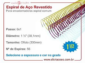 Espiral de Aço Revestido 38,1mm (1 1/2") - Passo 6x1