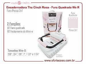 Encadernadora The Cinch Rosa - Furo Quadrado - We R