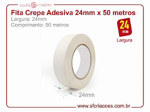 Fita Crepe Adesiva - Largura 24mm c/ 50 metros