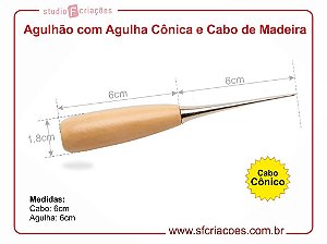 Agulhão - Furador manual com cabo de madeira e agulha cônica - MODELO 2
