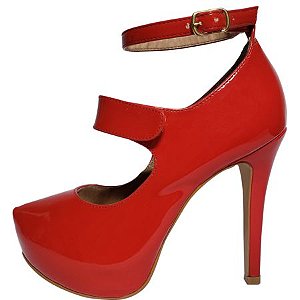 scarpin vermelho com tornozeleira