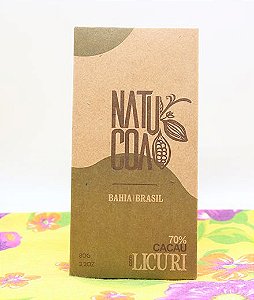 Chocolate em barra 70% com Licuri 80 g