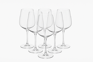 Jogo 6 Taças Altas Vidro Cristal Quadrada Para Vinho 612ml