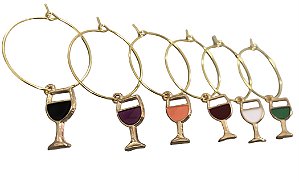 Kit 6 Marcadores Para Copos E Taças Em Zamac Dourado