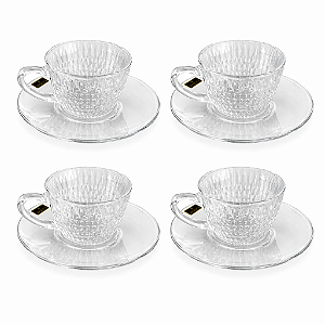 Jogo de Xícaras de Café de Vidro Transparente 8 Peças
