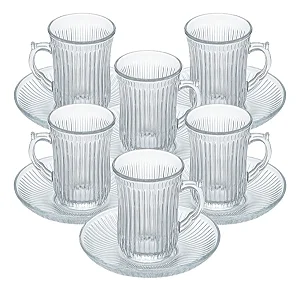 Jogo de Xícaras de Café de Vidro Transparente 12 Peças Old Line