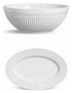 Kit Tigela E Travessa Linha Roma Grande Branco Porto Brasil
